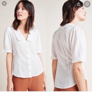 Anthropologie Maeve White Puff Sleeve Blouse